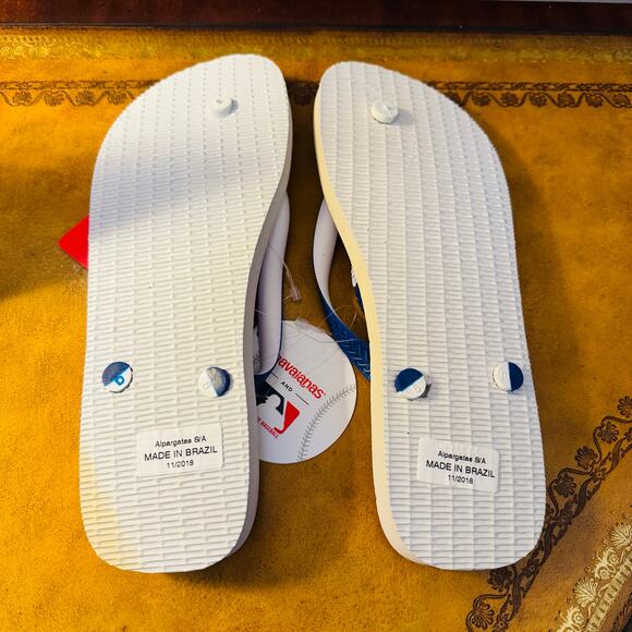 MLB New York Mets Havaianas Mens Flip Flop Marine Blue Orange Amazins 11 12 NEW - Picture 6 of 8